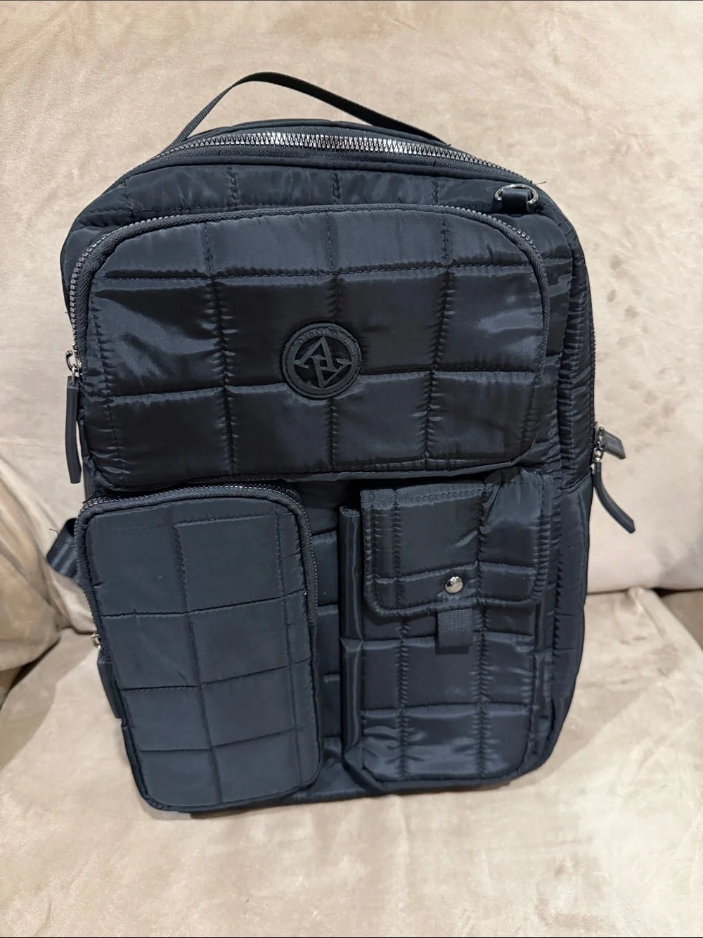 Adrienne Vittadini Venture Collection Quilted Nylon Backpack w/Laptop Sleeve